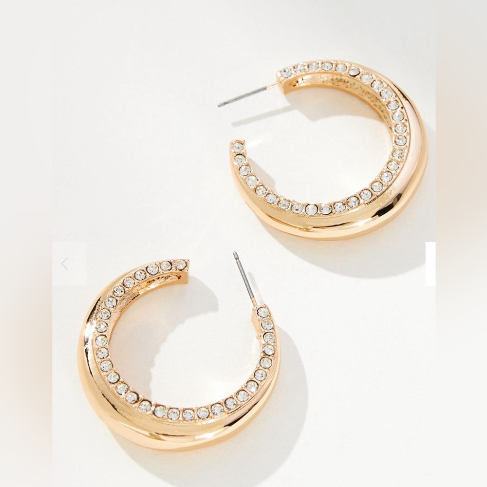 Anthropologie Pave Open Hoop Earrings NWT